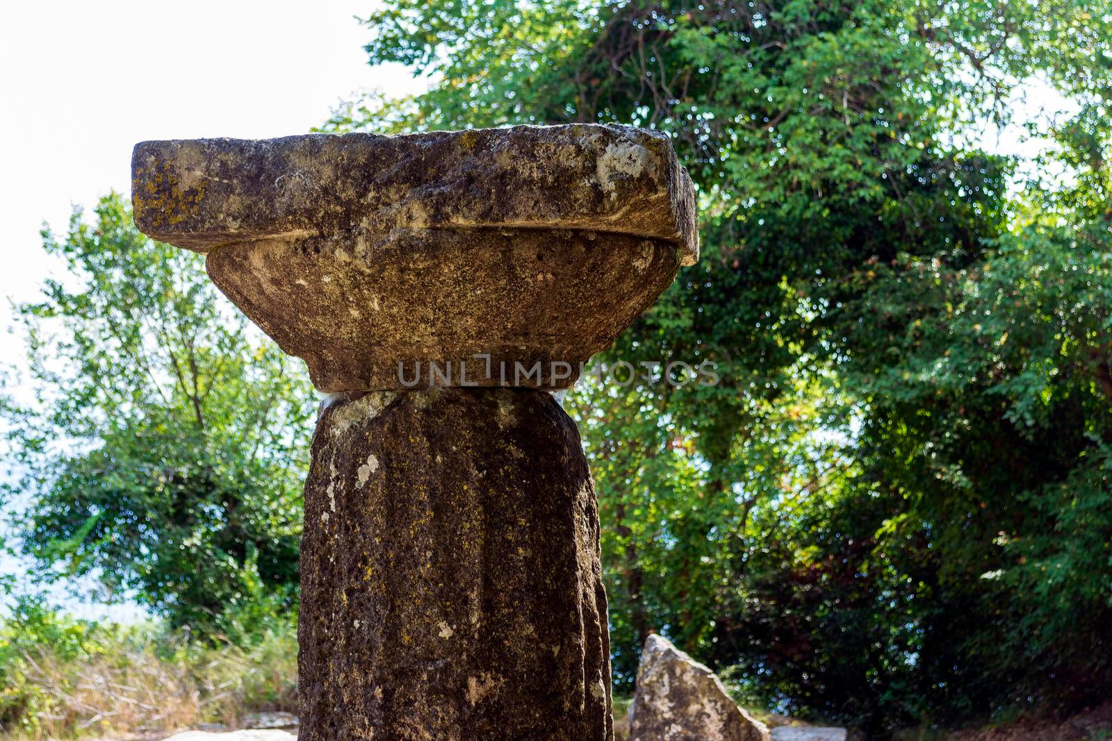 Remains of a Doric temple at Mon Repos park, Corfu Town, Greece by ankarb