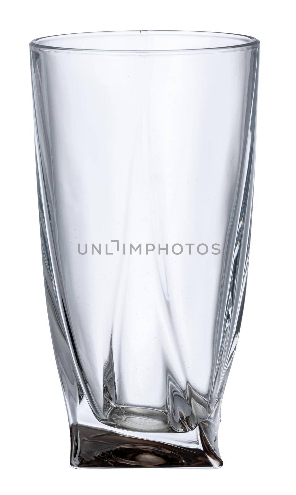 New empty glass isolated on white background close up