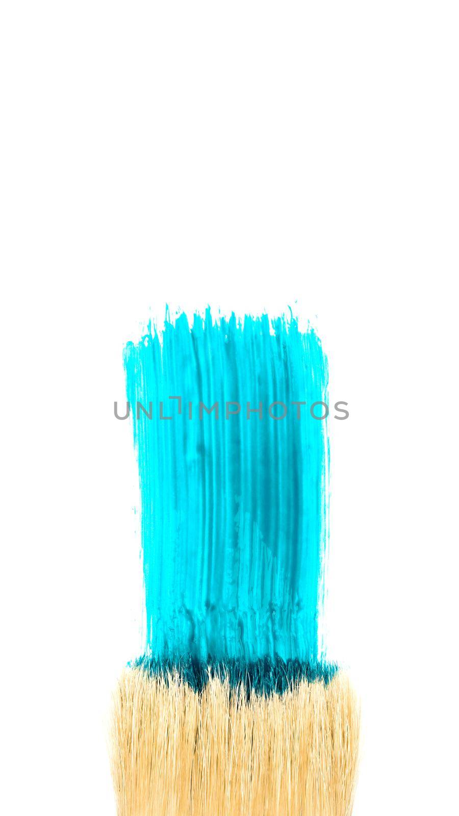 Paint Brush Stroke Texture Blue Watercolor Spot Blotch Isolated.