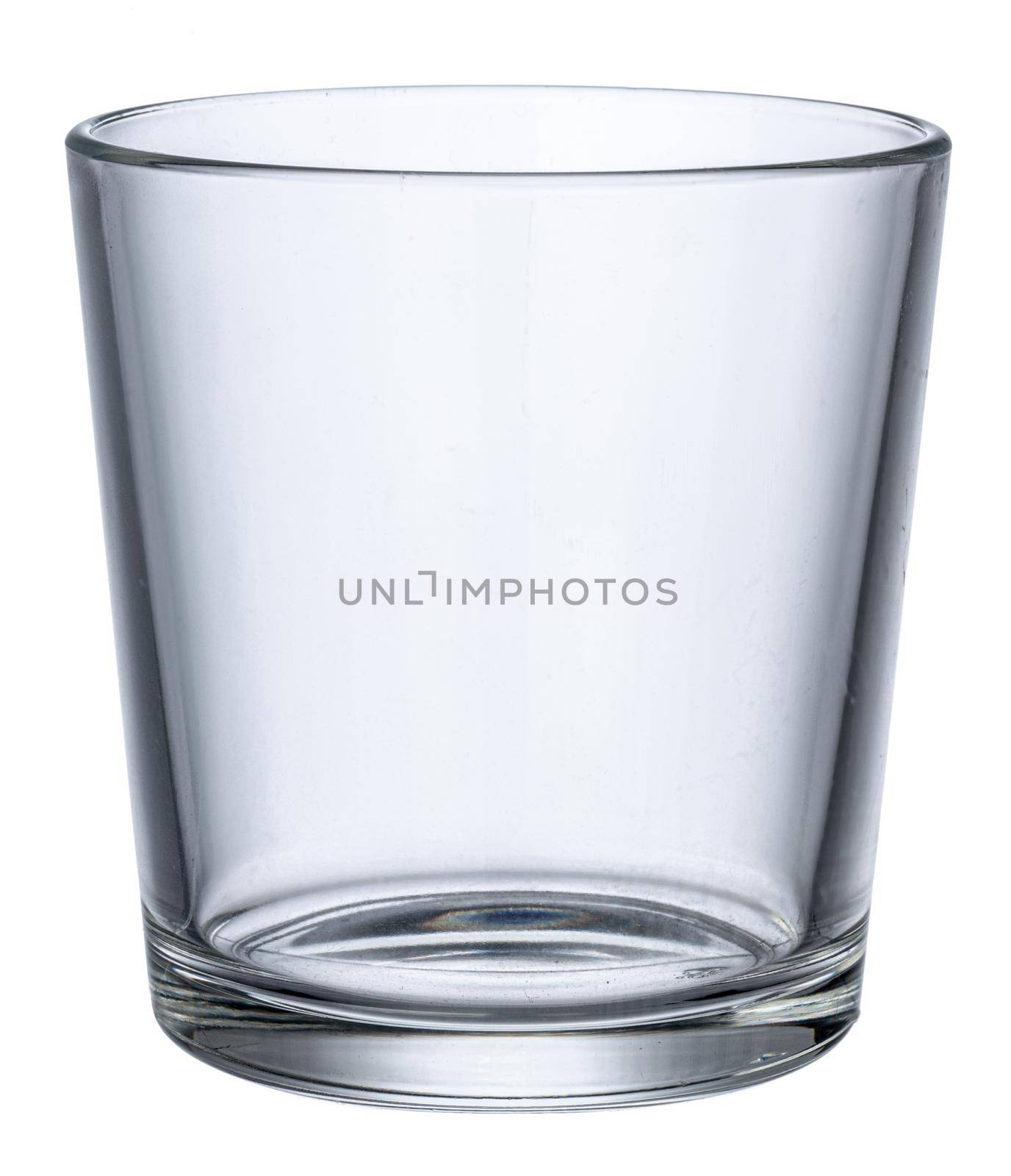 Empty new glass isolated on white background close up