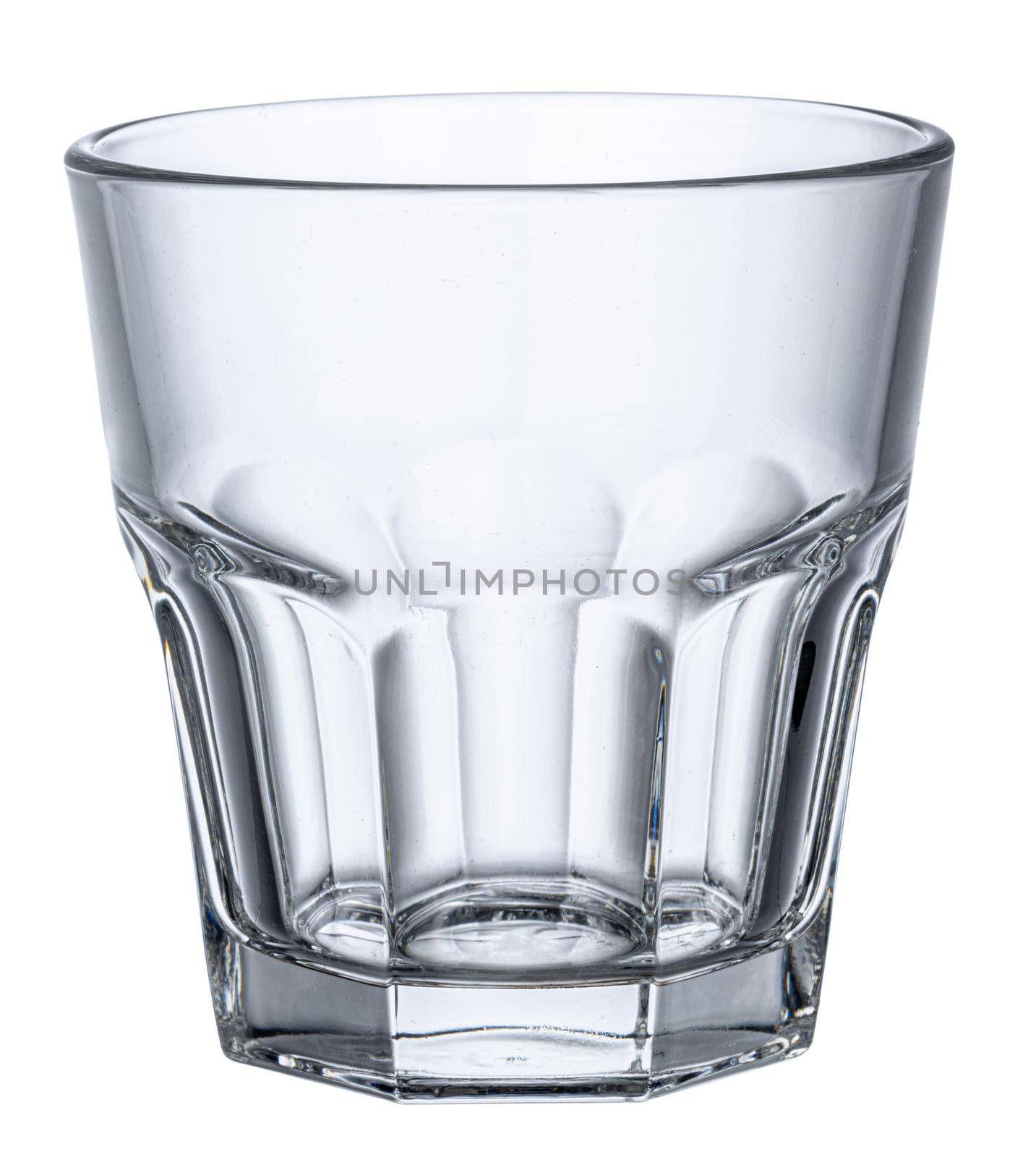 Empty new glass isolated on white background close up