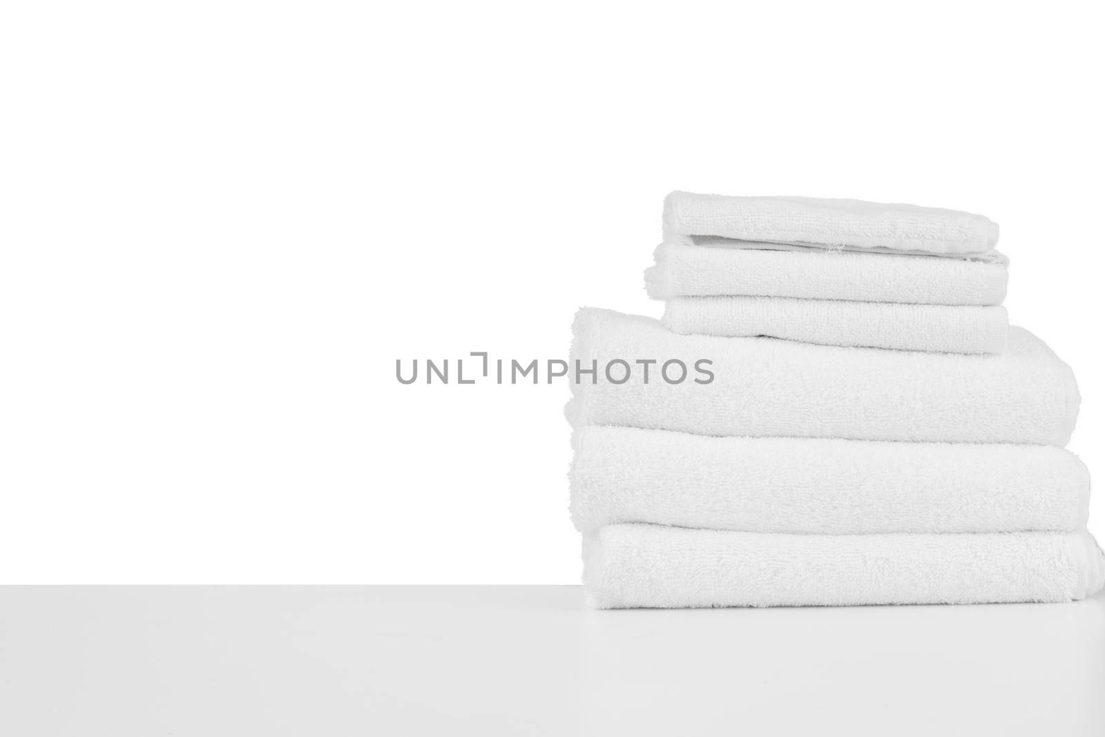 Set of soft spa towels isolated on white background