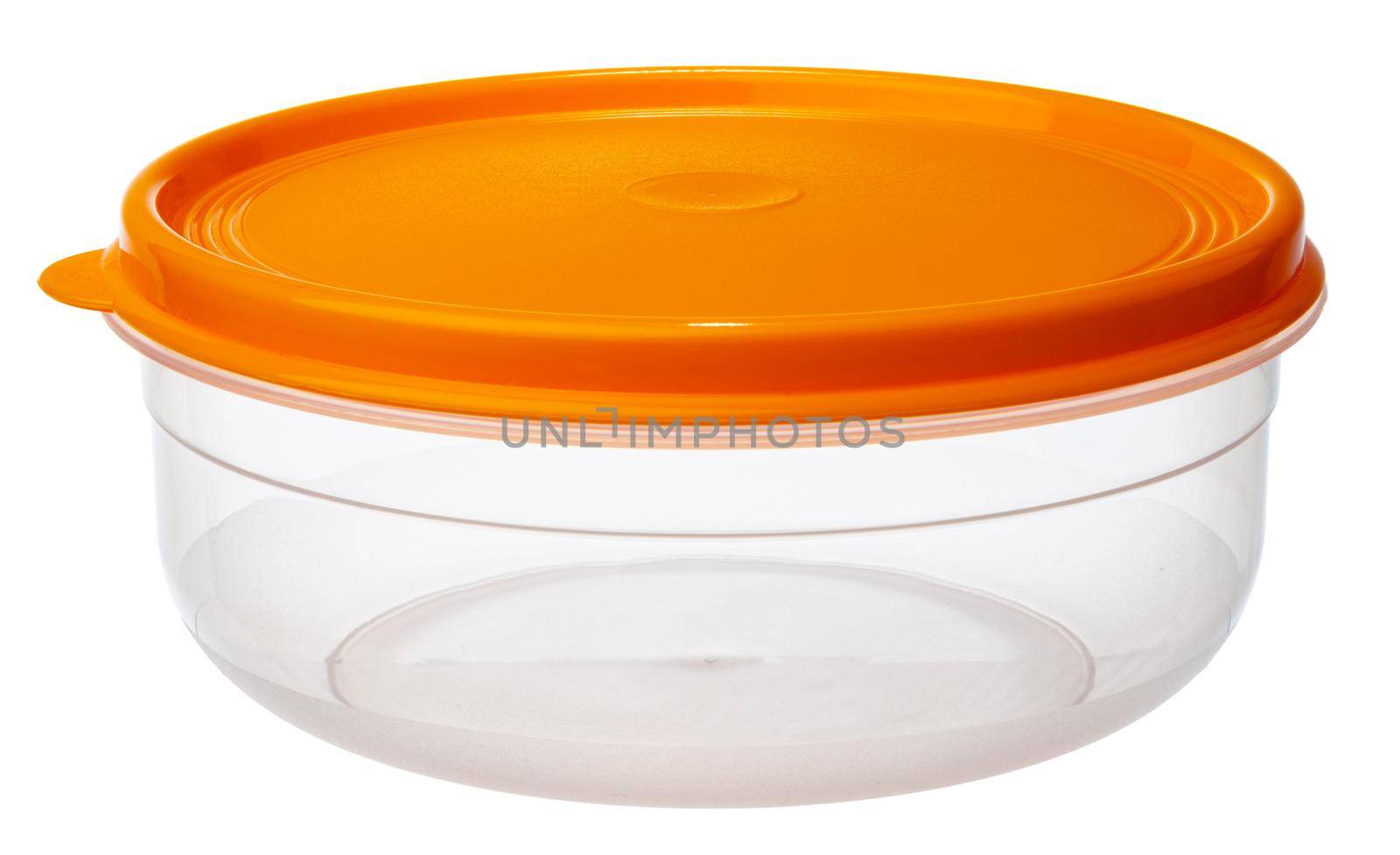 Plastic storage container for food isolated on white background