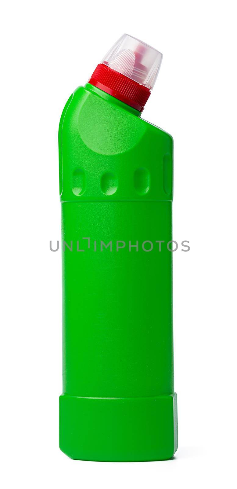 Bottle with toilet detergent household chemicals isolated on white background