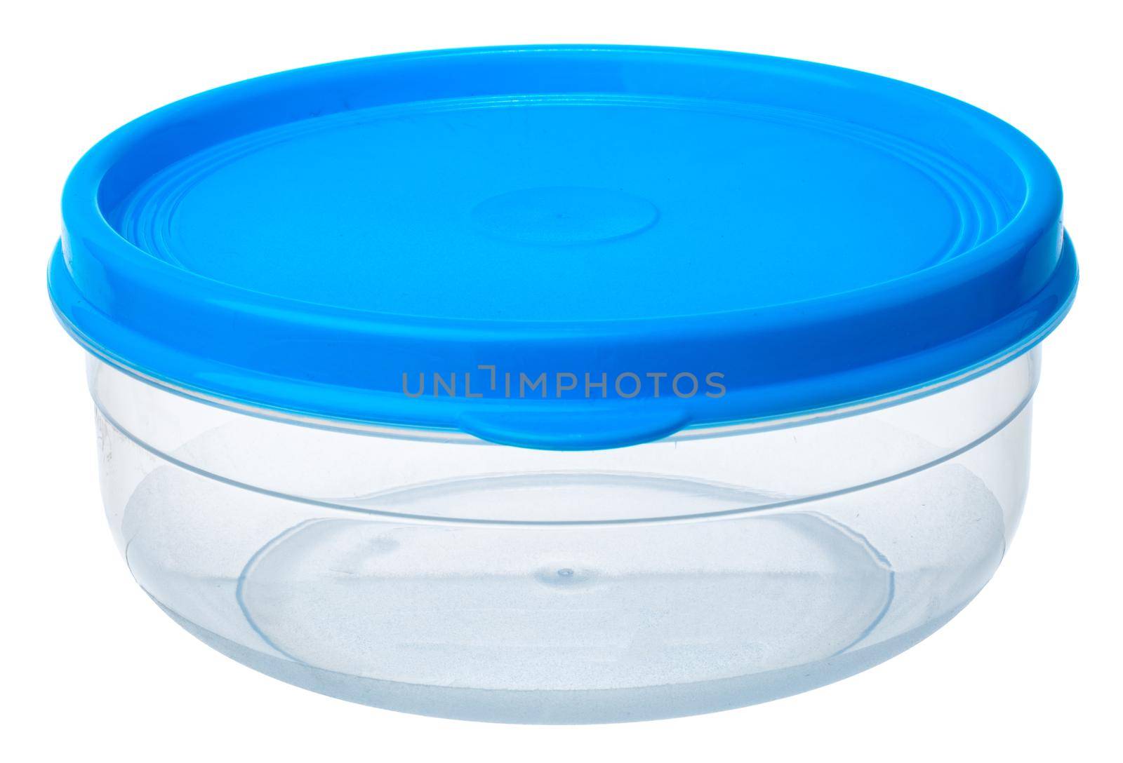 Plastic storage container for food isolated on white background