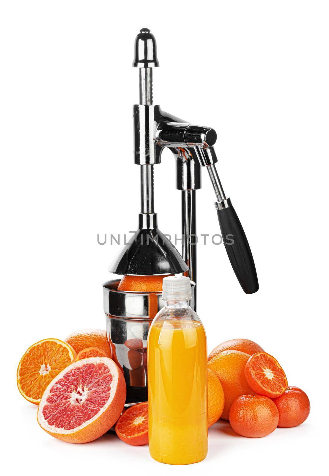 Mechanic juicer for citrus fruits isolated on white background