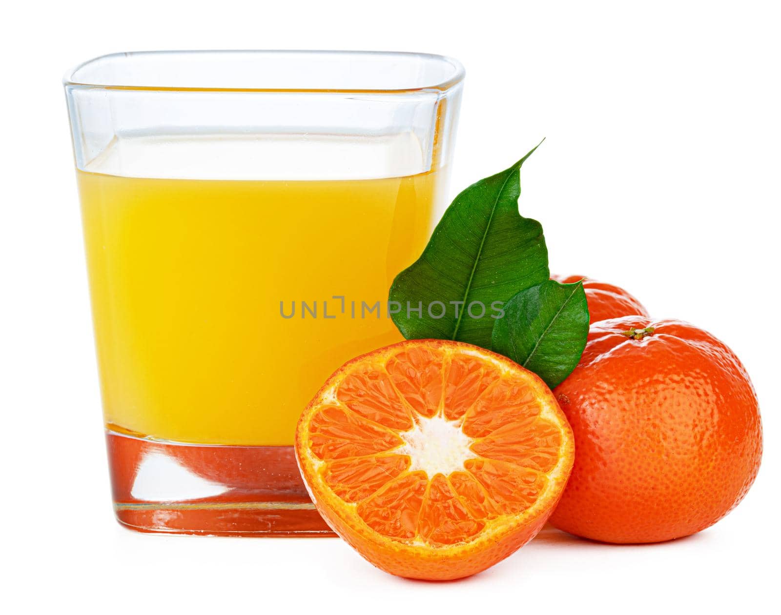 Glass of orange juice isolated on white background