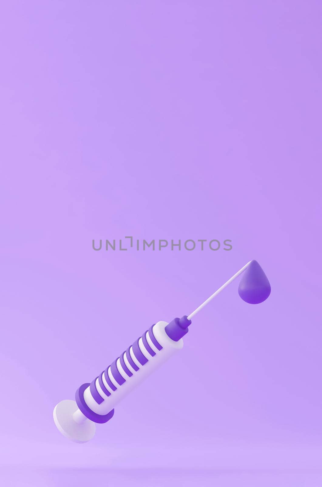 3d Syringe for vaccine, vaccination, injection, flu shot. vertical Vaccination icon with Medical equipment. Minimalism concept. 3d illustration render