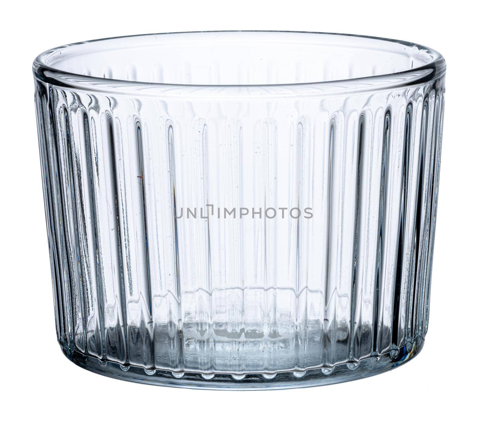 Empty glass bowl isolated on white background close up