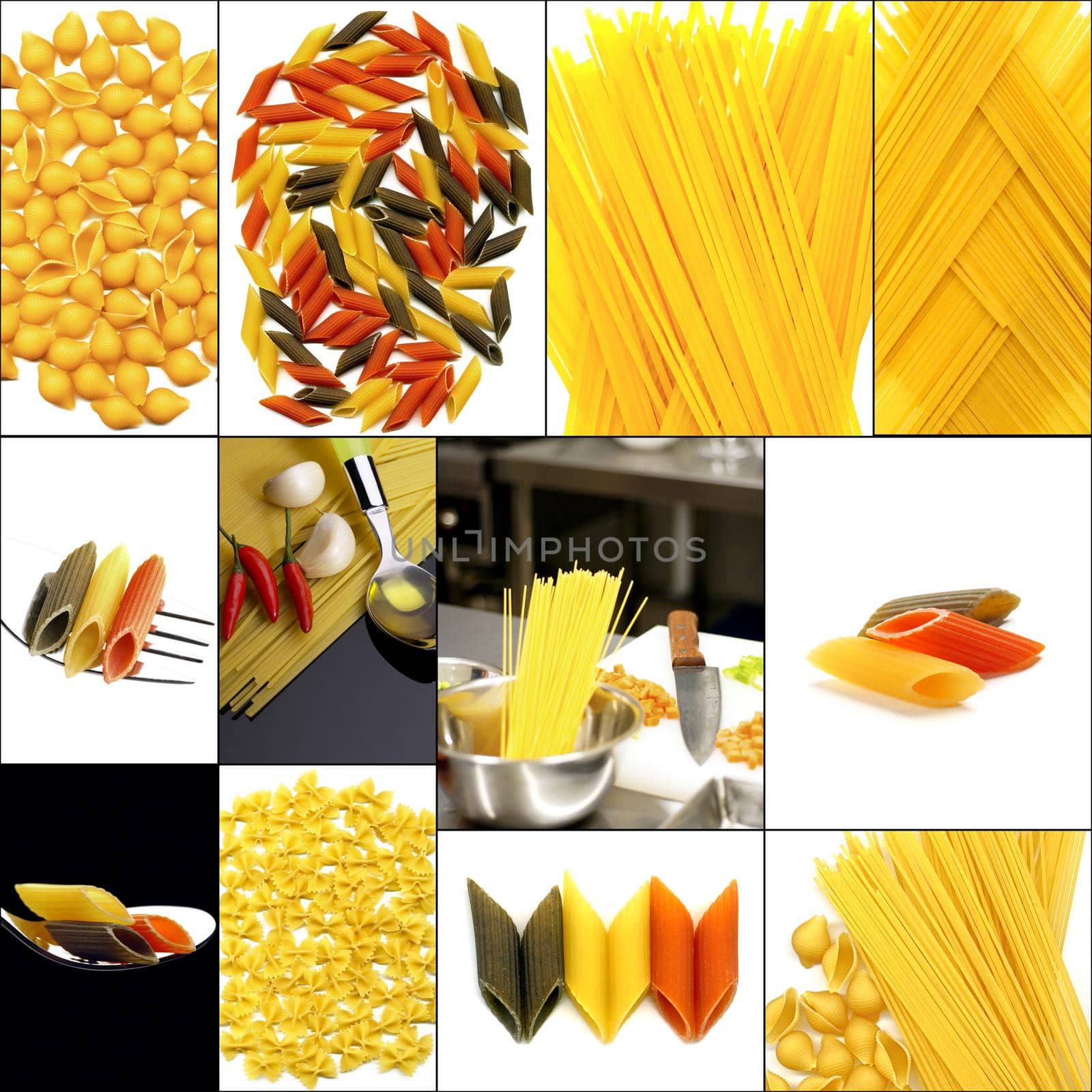 various type of Italian pasta collage by keko64