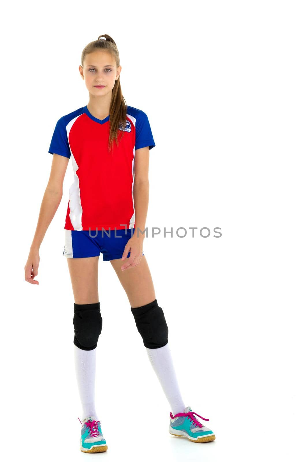 Full length shot of girl volleyball player by kolesnikov_studio