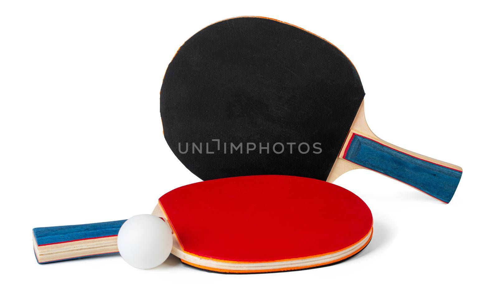 Two ping pong rackets isolated on white background by Fabrikasimf