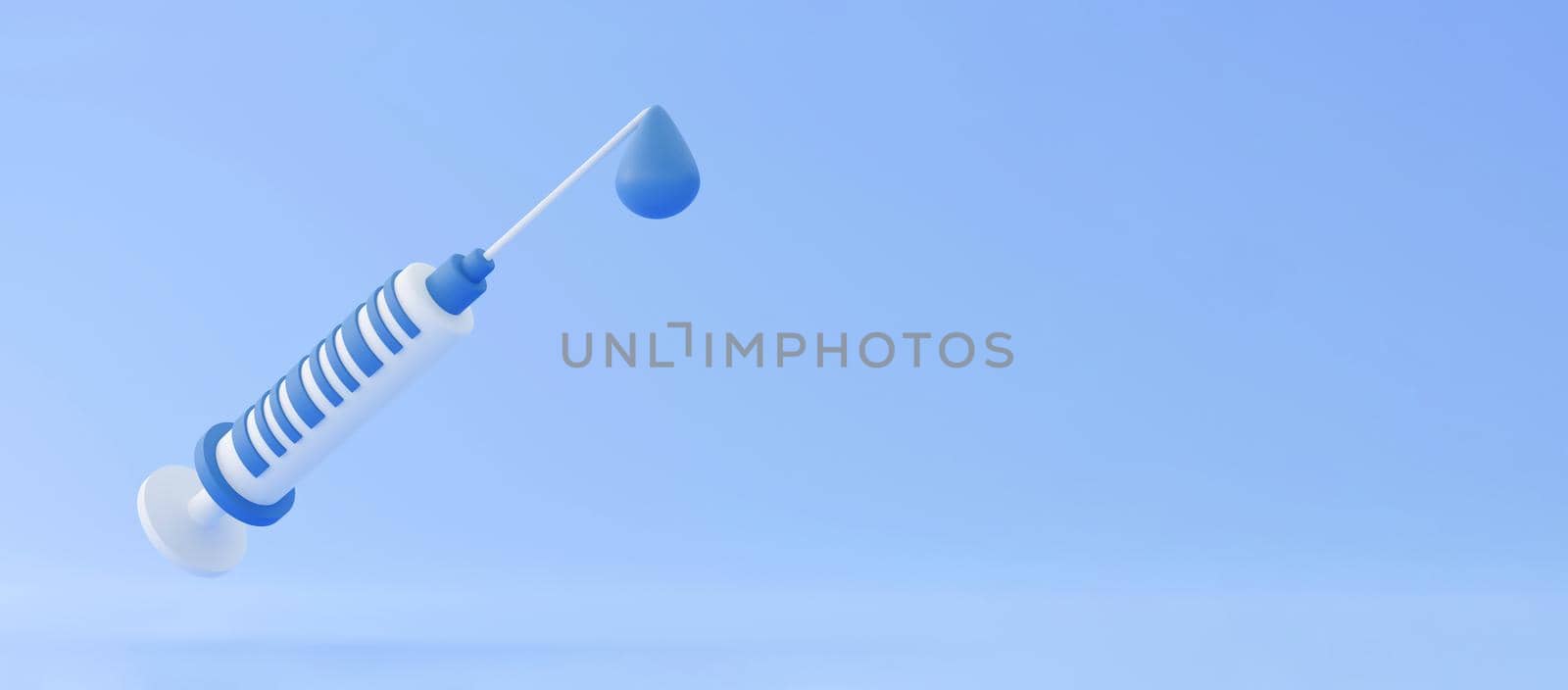 3d Syringe for vaccine, vaccination, injection, flu shot. Vaccination icon with Medical equipment. Minimalism concept. 3d illustration render with copy space by lunarts