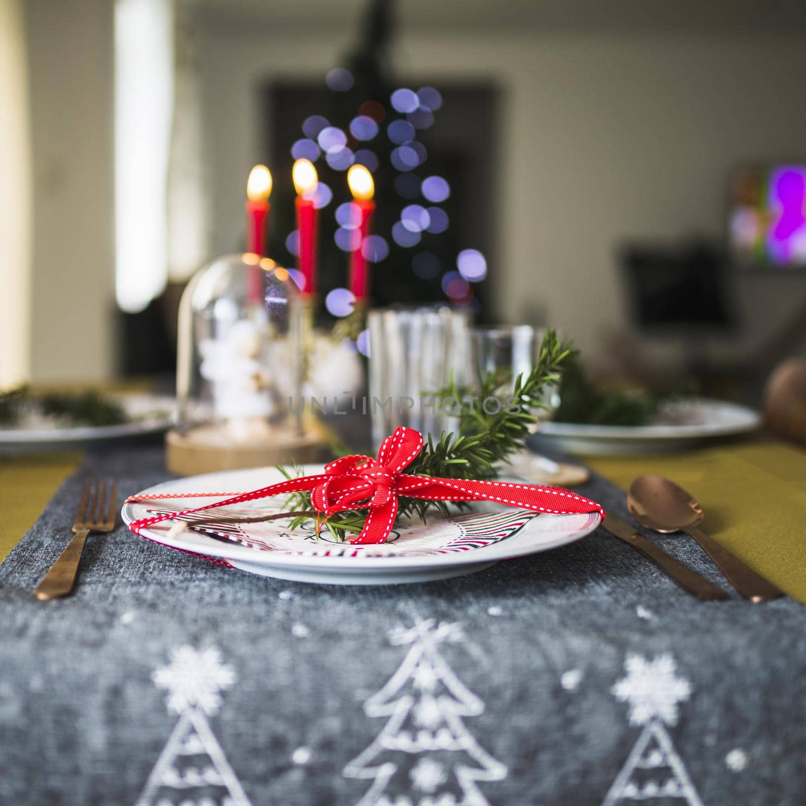 decorated plate christmas tablecloth