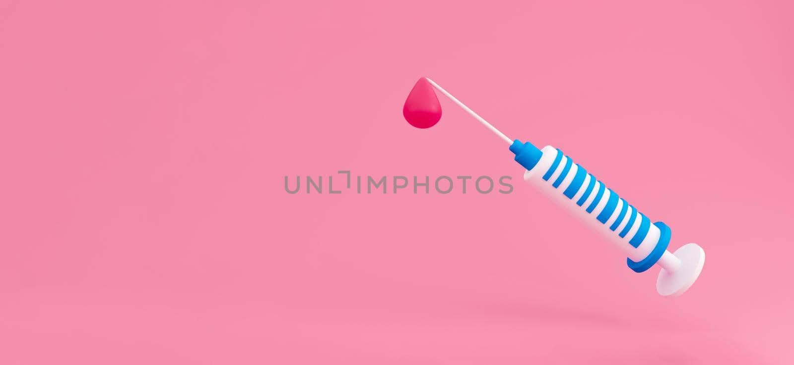 3d Syringe for vaccine, vaccination, injection, flu shot. Vaccination icon with Medical equipment. Minimalism concept. 3d illustration render with copy space by lunarts