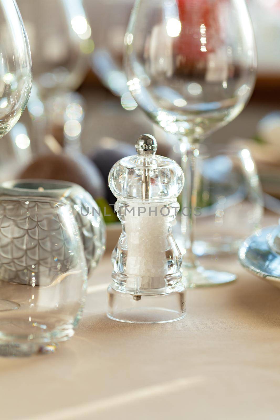 Close up photo of a table setting. Close up.