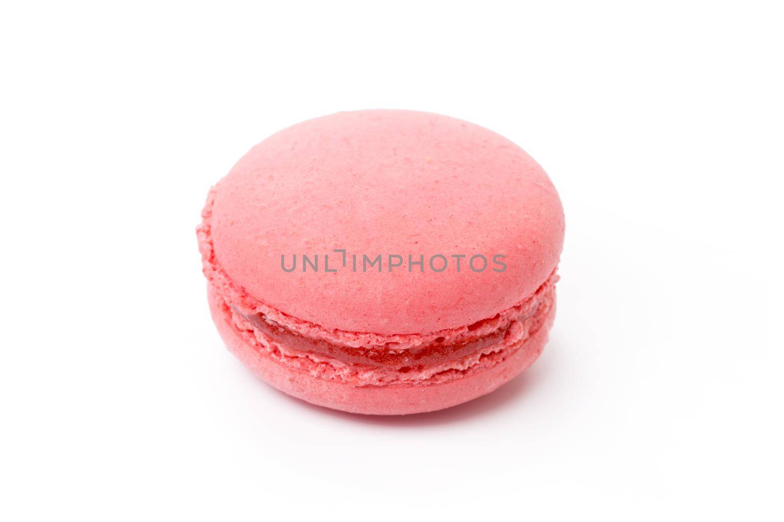 French colored macaroon cookie isolated on white background