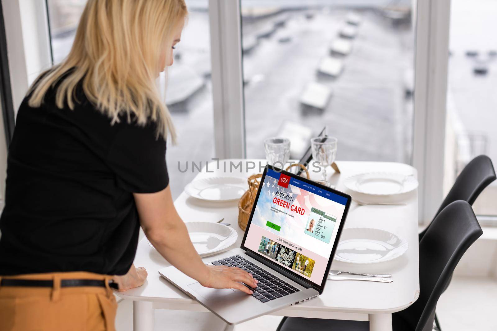 woman with laptop United States Permanent Resident Card by Andelov13