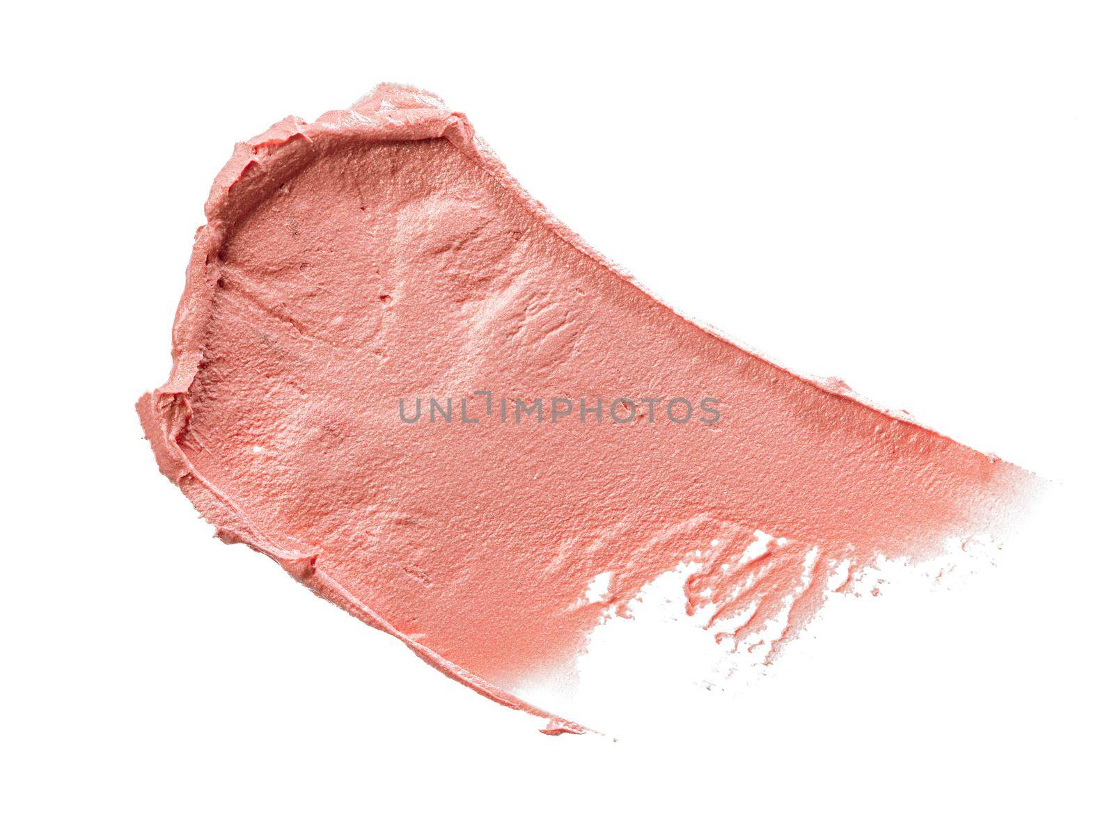 Stains of a pink lipstick isolated on white background