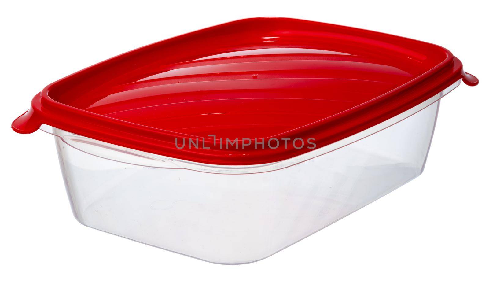 Plastic storage container for food isolated on white background