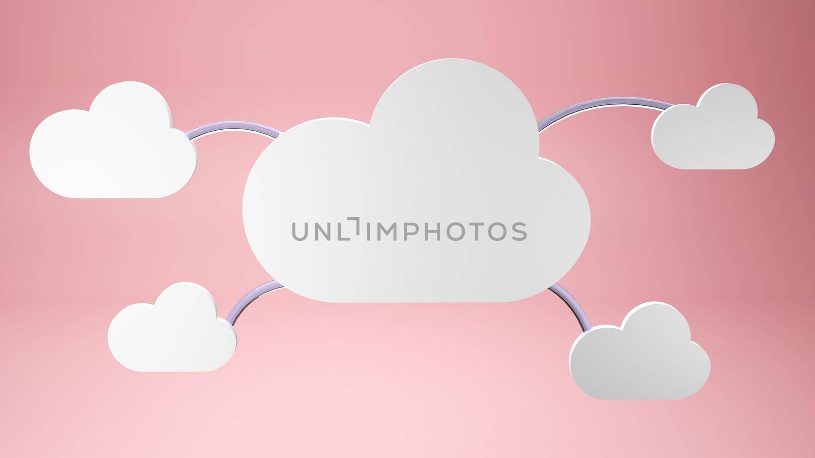 Cute clouds on pink background 3d render illustration