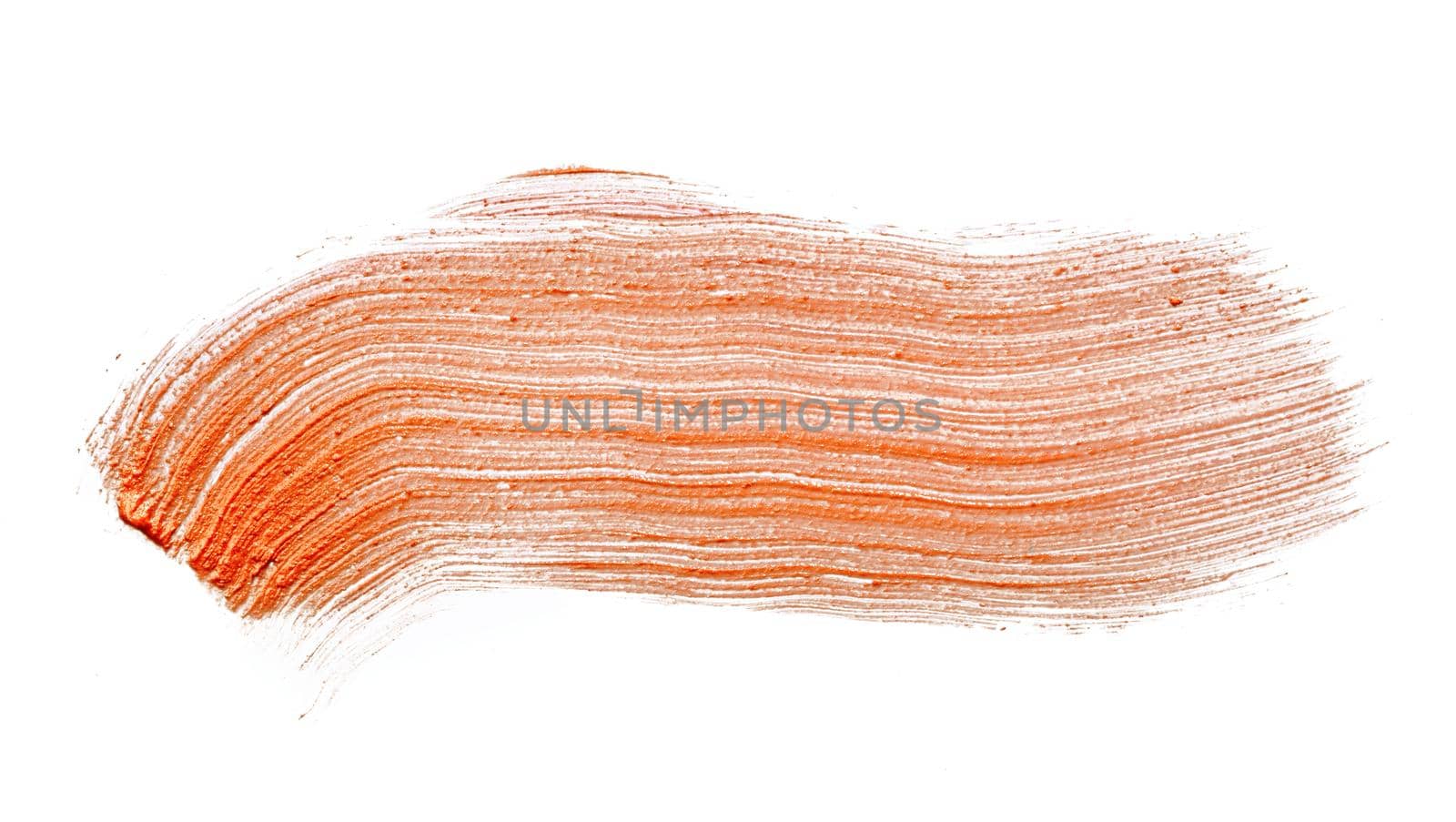 Smudged lipsticks lines isolated on white background close up