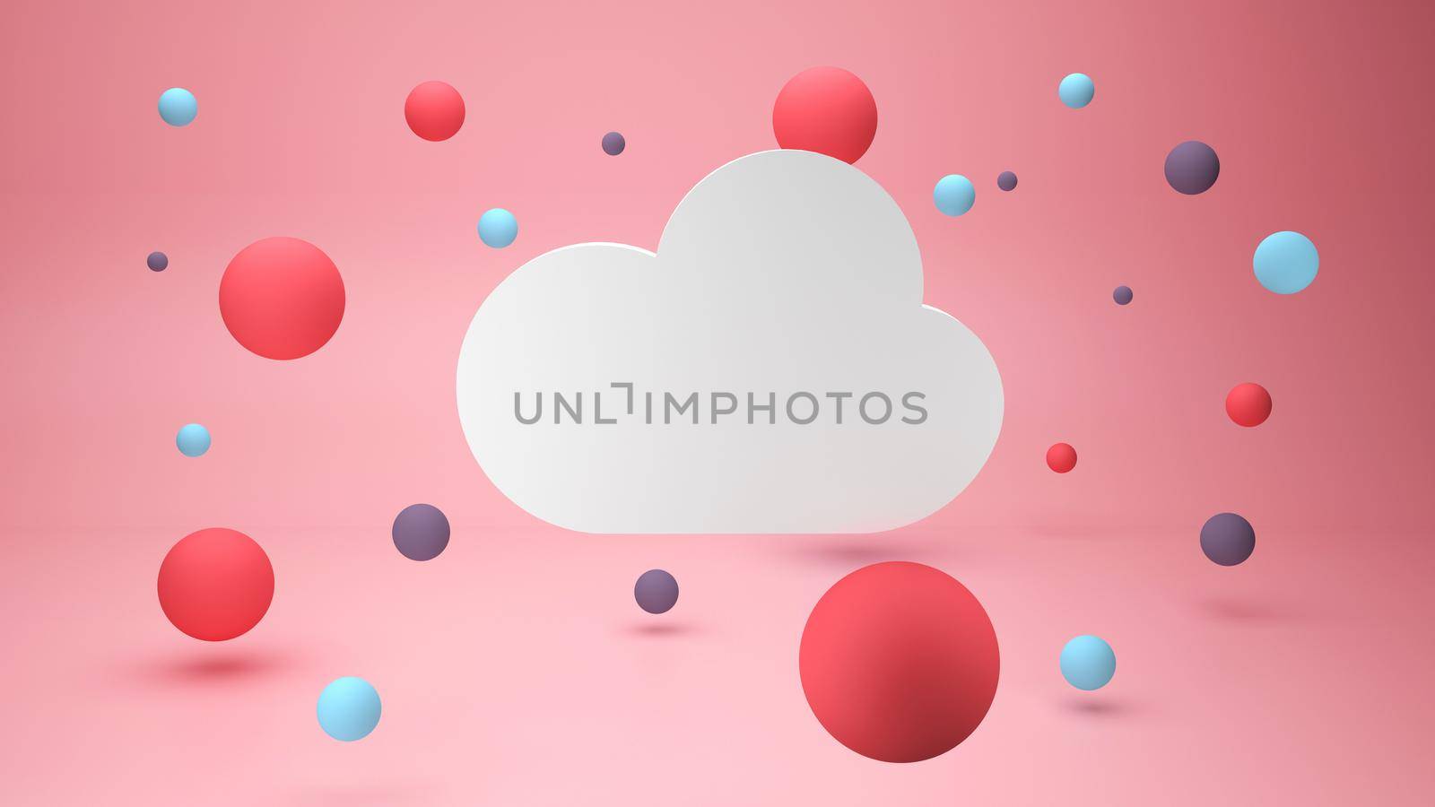 Cute clouds on pink background 3d render illustration