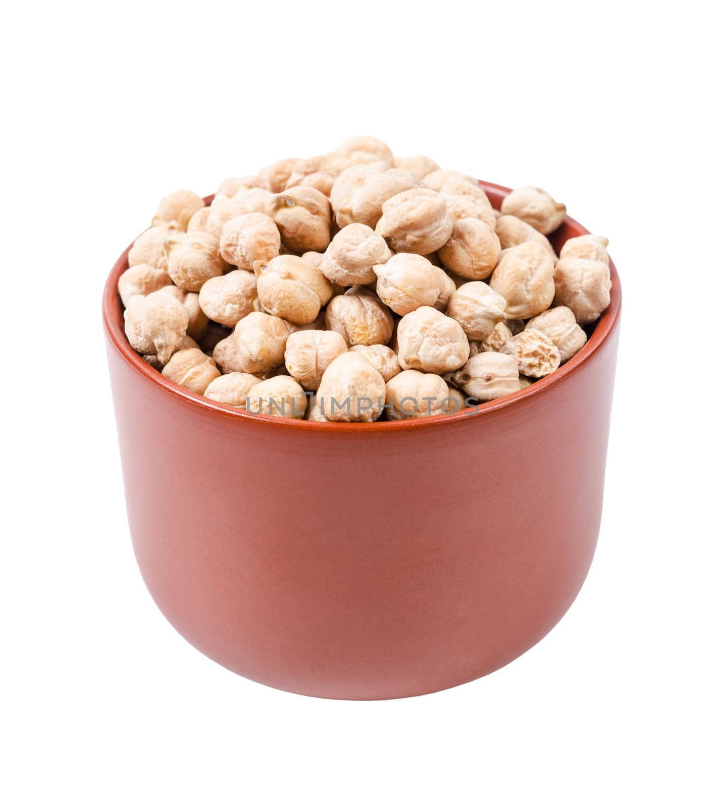 Chickpeas in cup isolated on white background, Save clipping path.