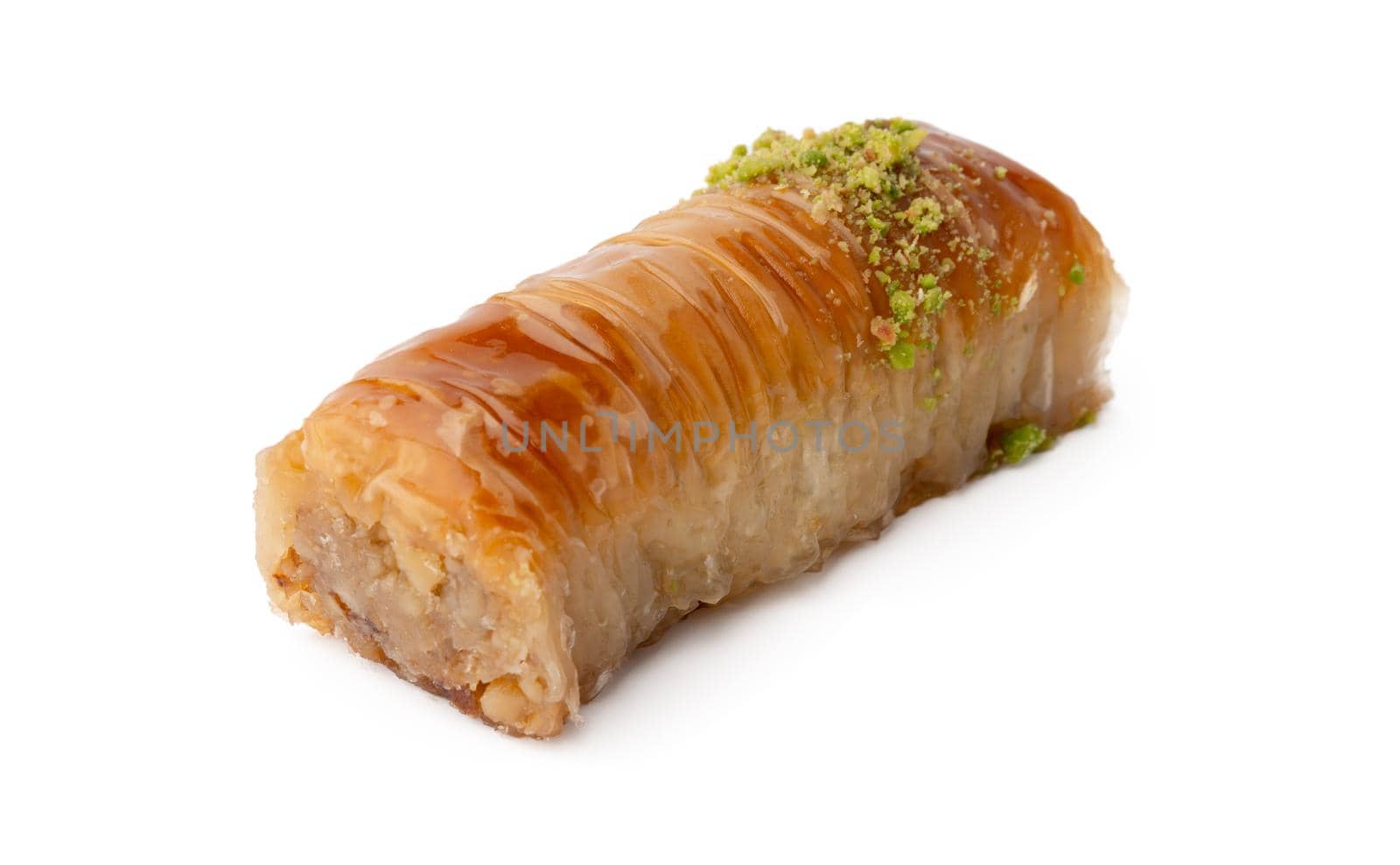 Baklava dessert with pistaccio isolated on white background by Fabrikasimf