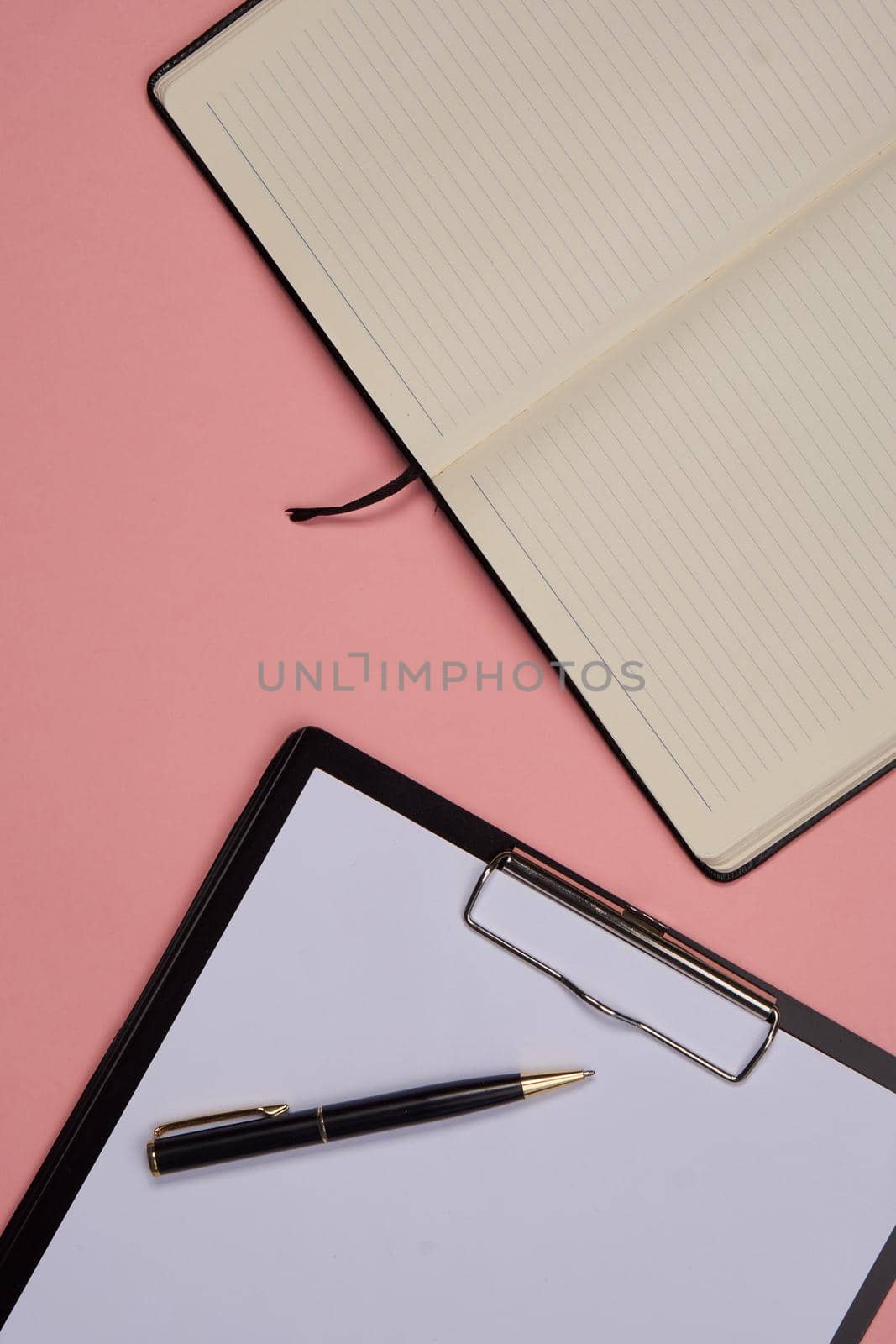 office items work documents business work colorful background. High quality photo