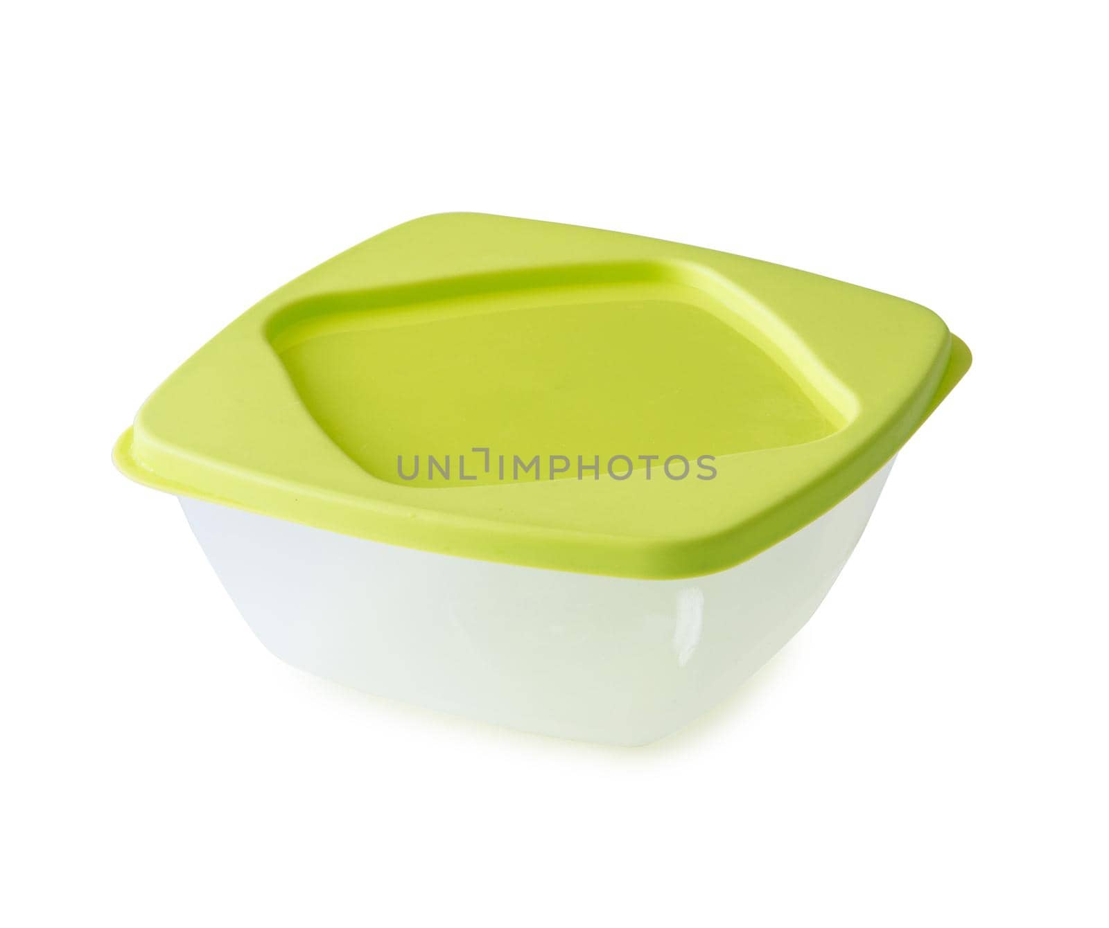 empty plastic lunchbox with lid isolated on white background