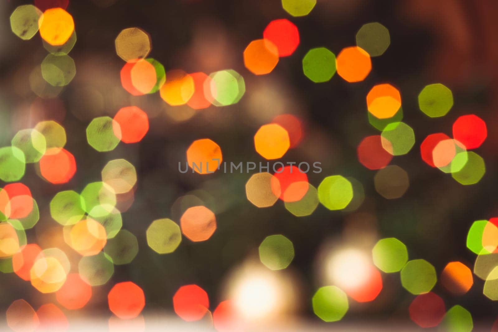 Defocused Christmas tree lights as a holiday background