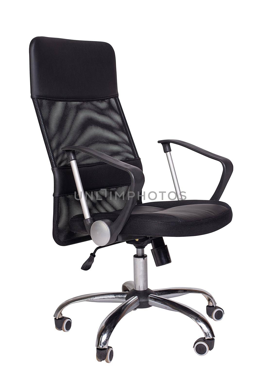 Black office armchair isolated on white background