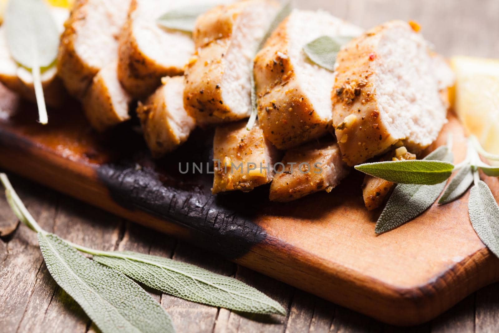 Spicy baked chicken breast with sage and lemon