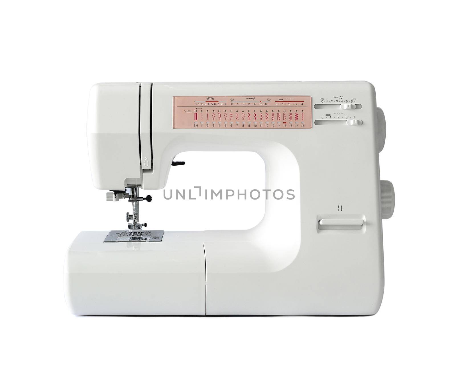 moderm home sewing machine isolated on white background
