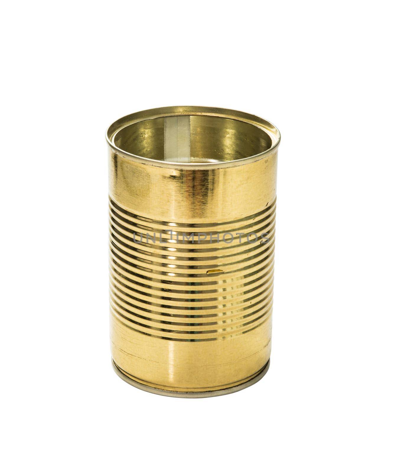 golden empty jar isolated on white background