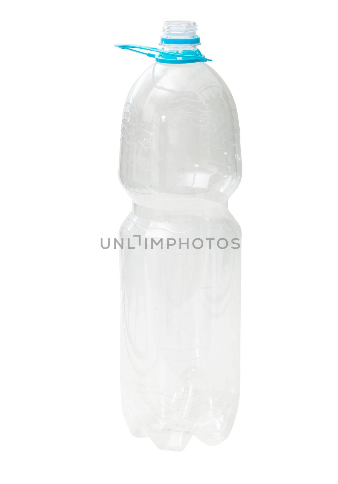 opened plastic bottle isolated on white background