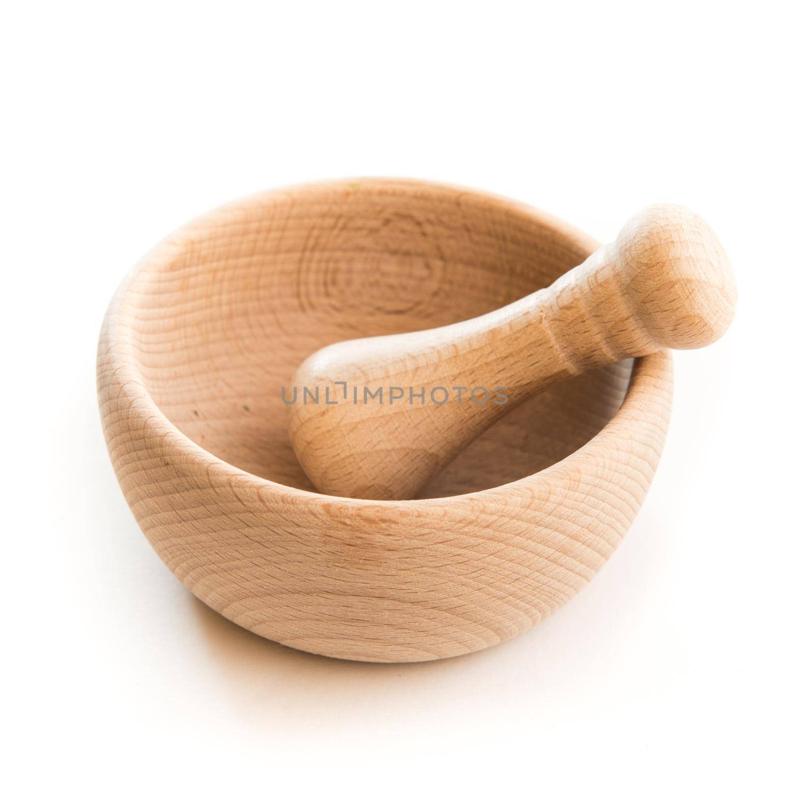 Mortar with pestle isolated on white background