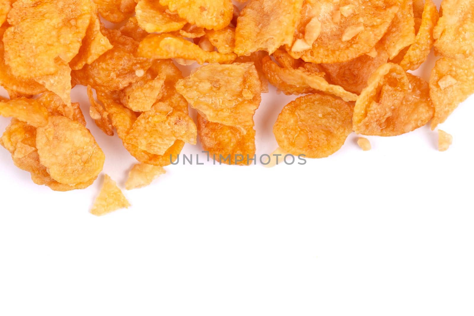 Corn-flakes background and texture, cornflake cereal box for morning breakfast with copy space for text.