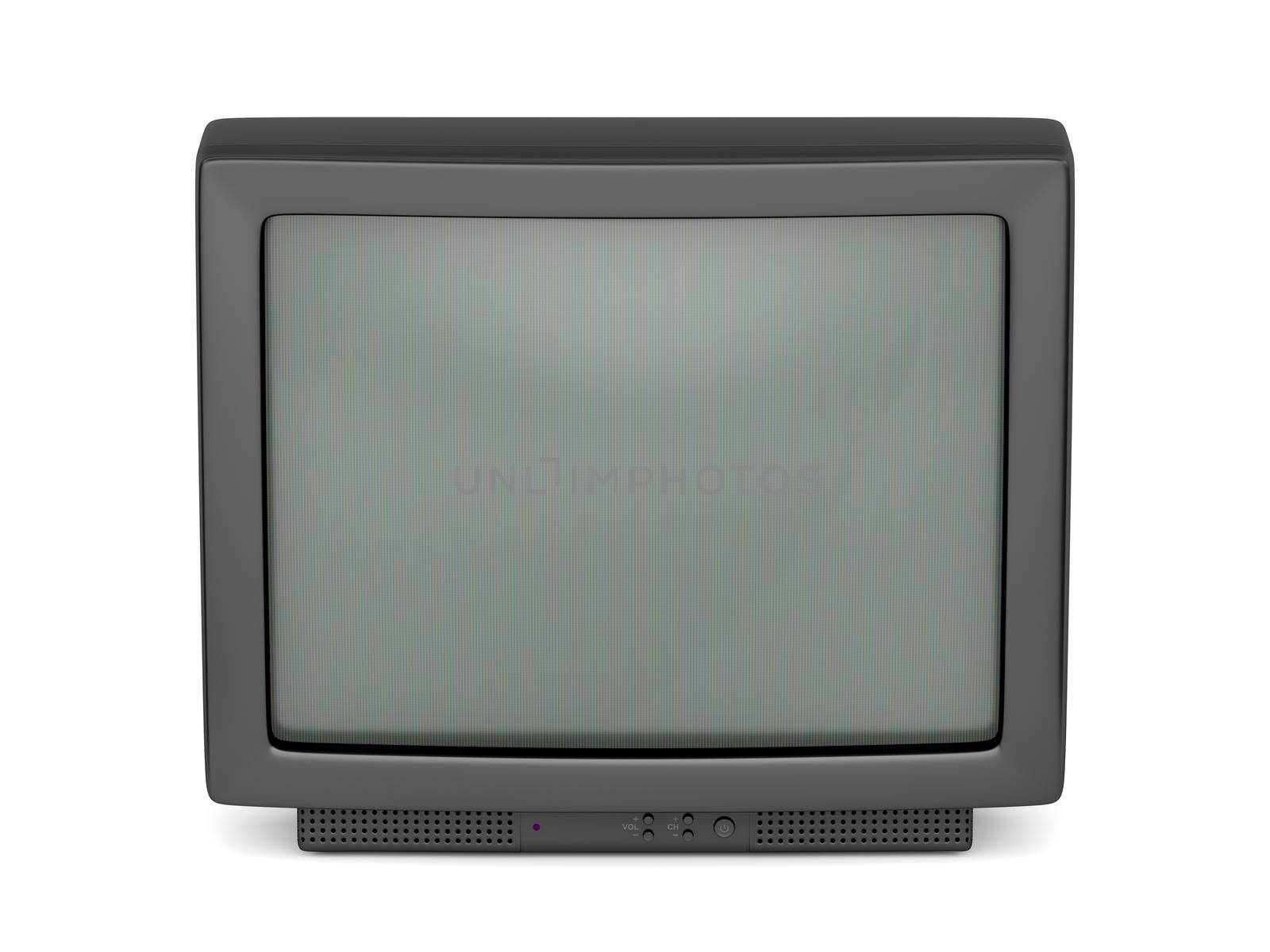 Old TV on white background, front view