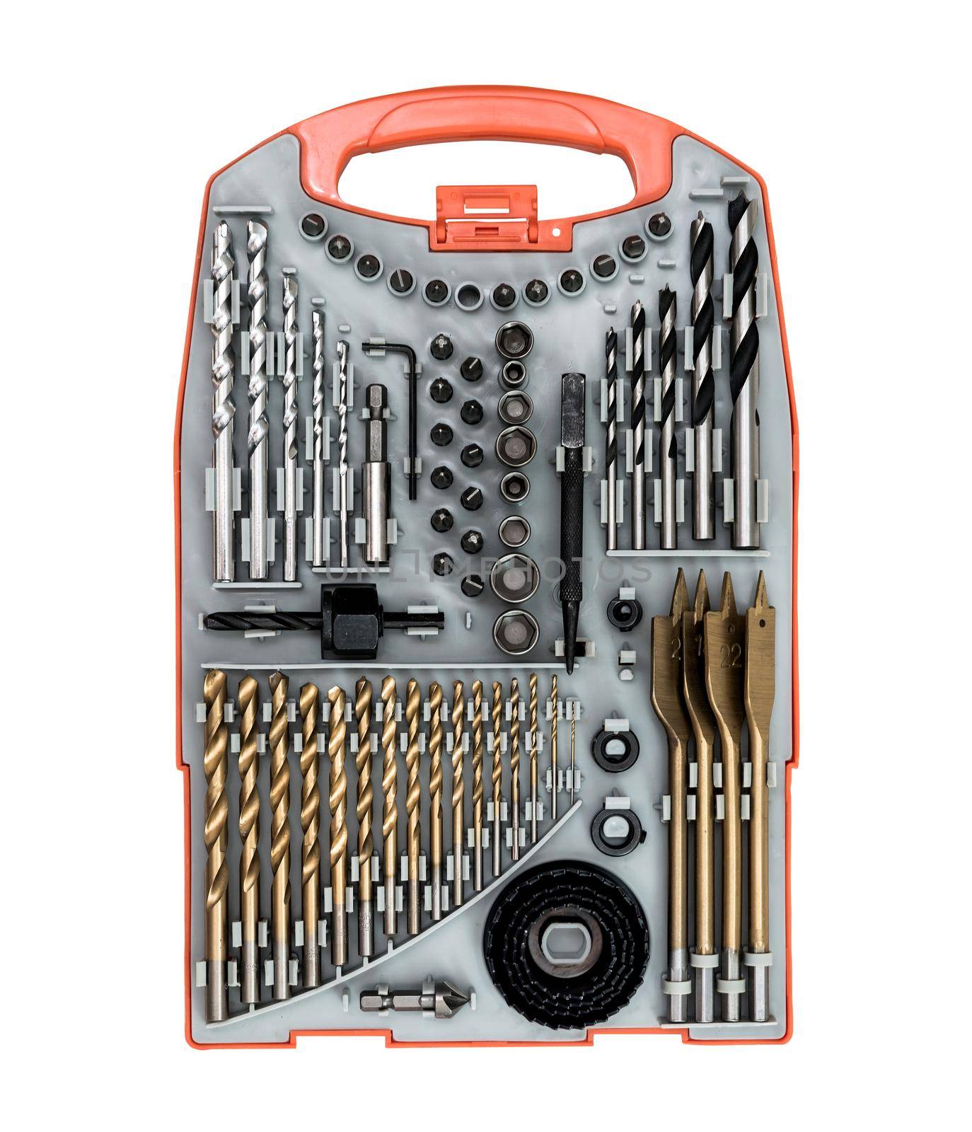 Set of drill bit and screwdriver in the box set