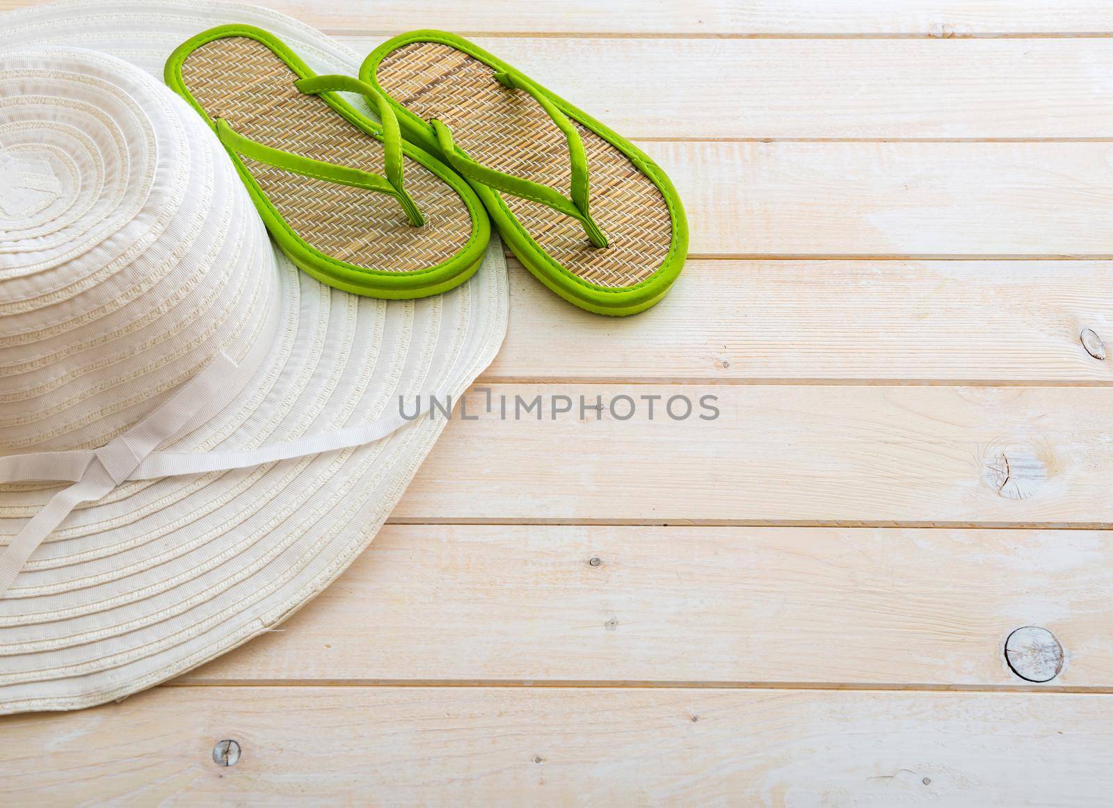 beach accessories on a wooden background by tan4ikk1