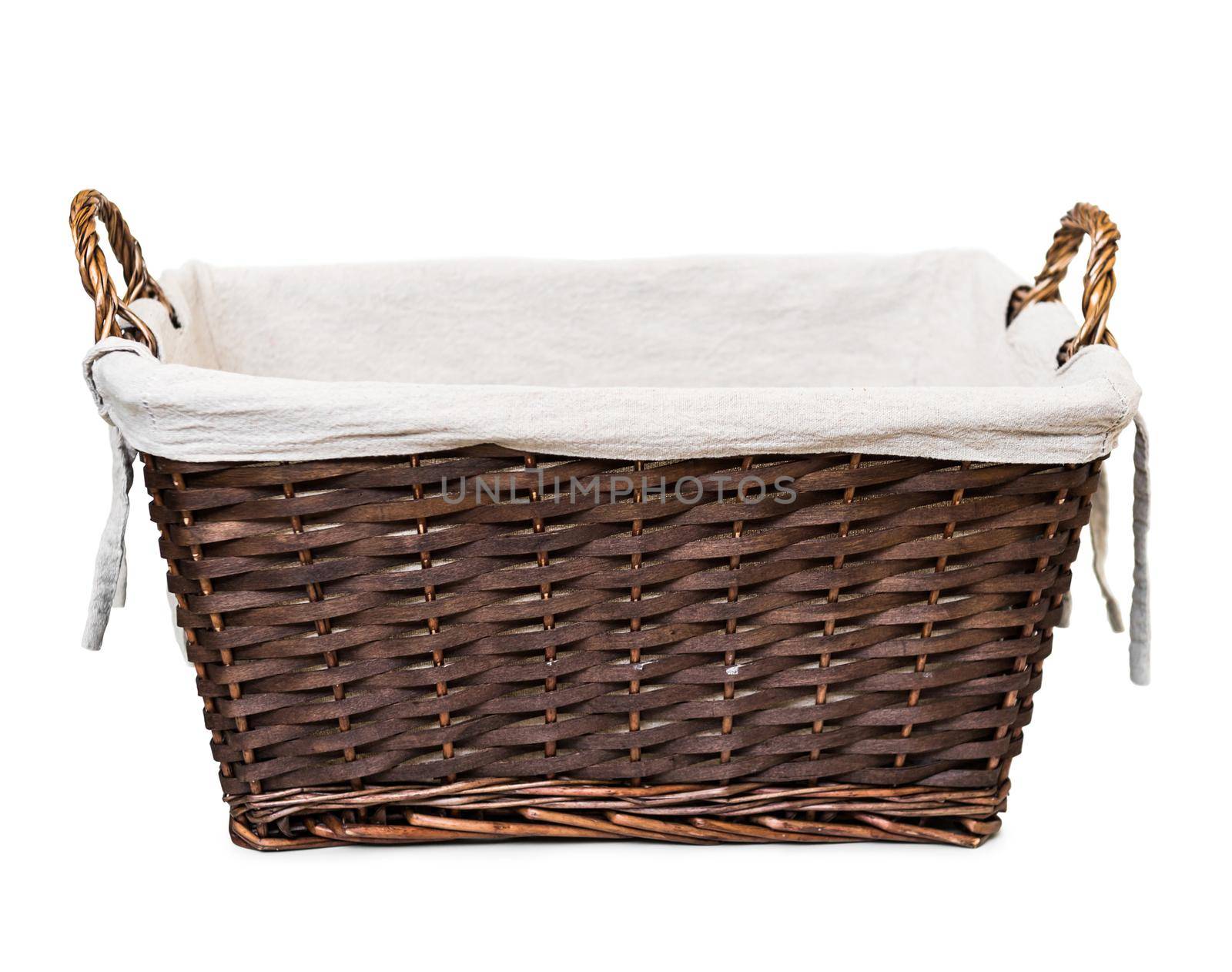 Empty wicker basket isolated on white by tan4ikk1