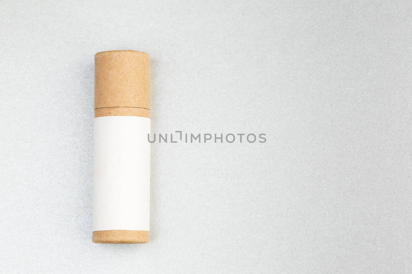 Zero Waste Lipstick packaging. Lip balm tube made of paper. Copy space for text