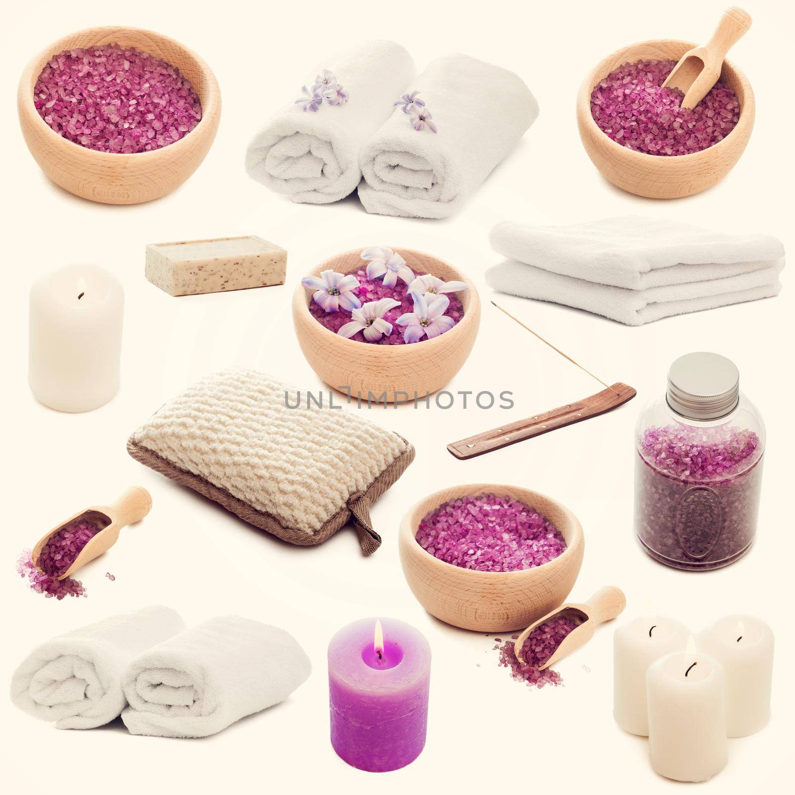Collage of photos Spa elements on a white background by tan4ikk1