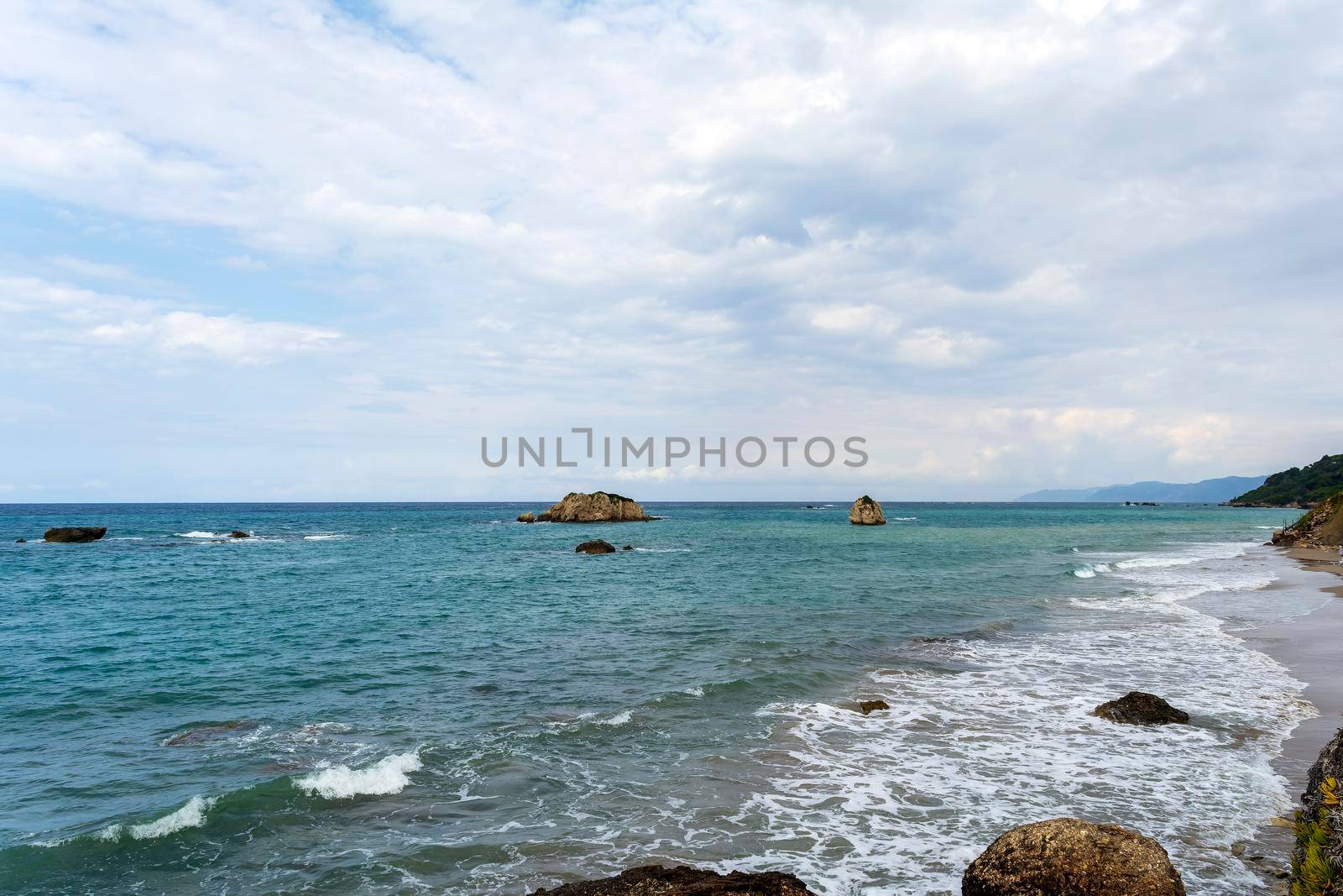 Prasoudi beach, Corfu island, Greece at morning by ankarb