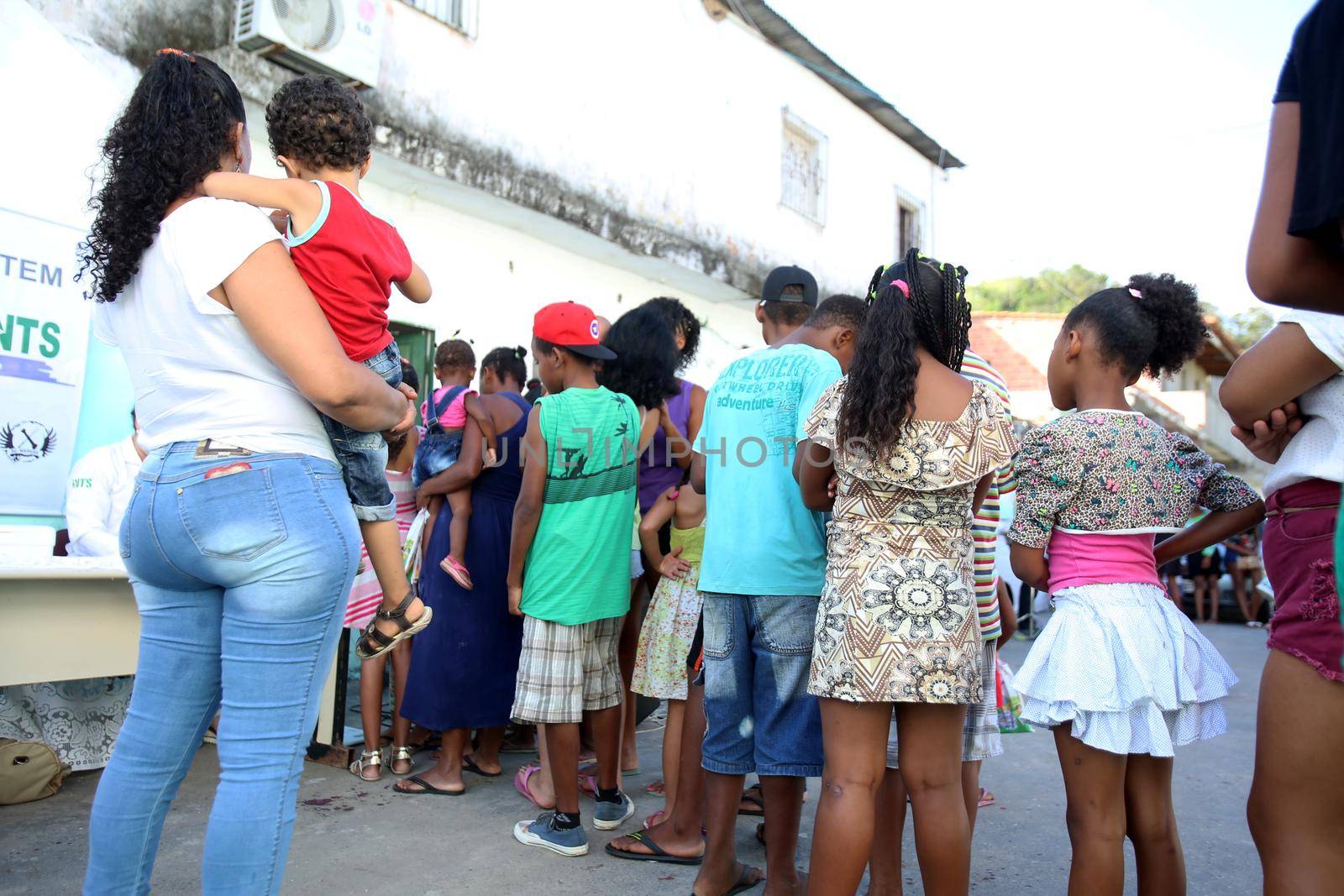 salvador, bahia, brazil - october 20, 2017:  dentita is tested in children's teething during social action in a daycare center in the city of Salvador.
