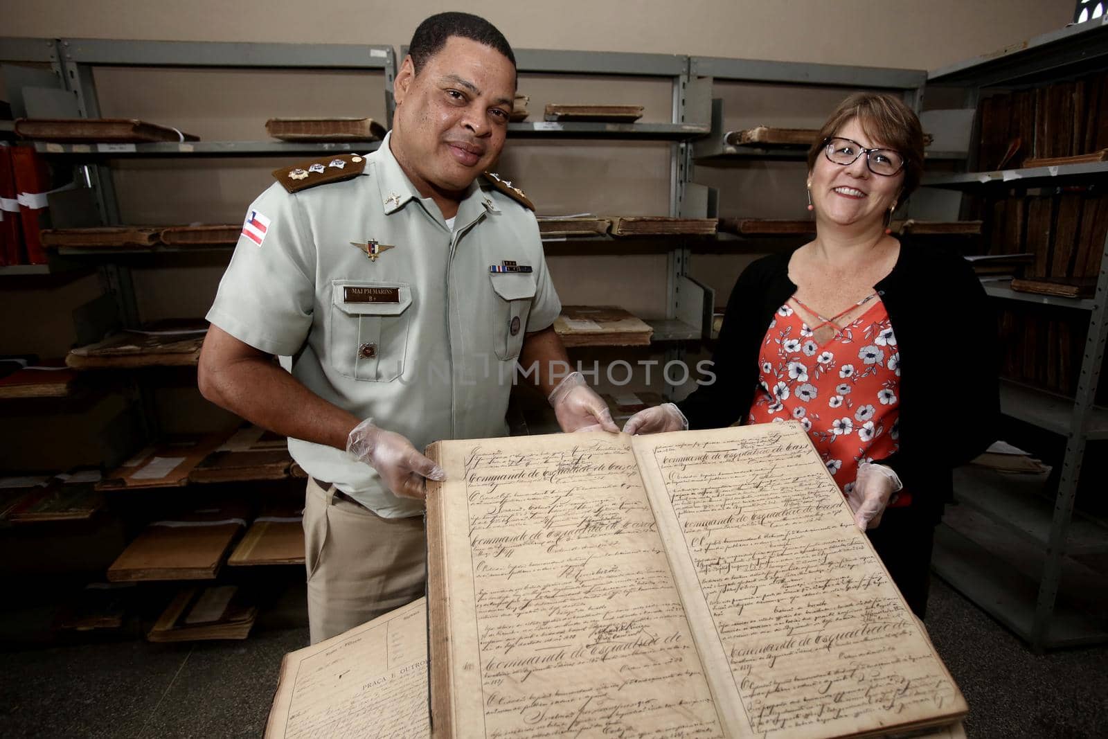 salvador, bahia, brazil - october 18, 2017: Collection of old books from the Military Police of Bahia is seen in the city of Salvador.