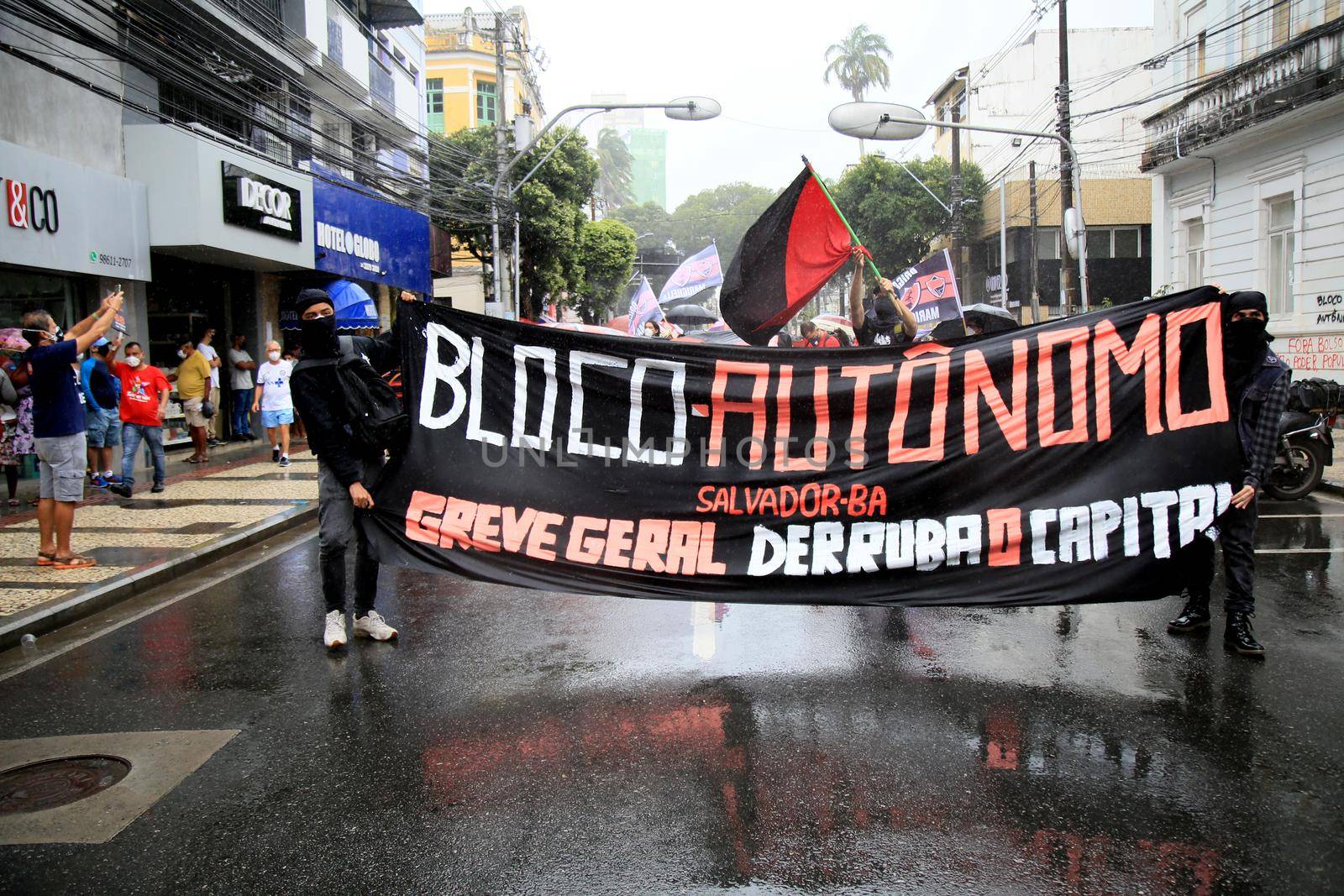 salvador, bahia, brazil - july 24, 2018: Protesters protest against the government of President Jair Bolsonaro in the city of Salvador.