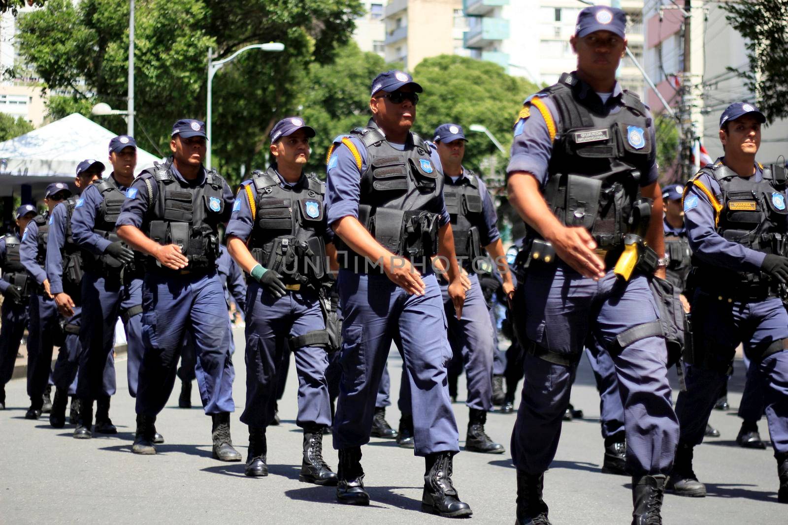 salvador, bahia, brazil - september 7, 2014: Members of the municipal guard are seen during a parade celebrating the independence of Brazil in the city of Salvador.